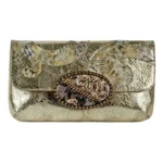 Fashion Clutch – Gold – Brown Rose Chain Magnafab