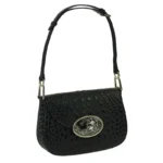 Small Shoulder – Black Leather – Silver Hardware- Gem Magnafab