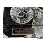 Wallet – Metallic silver Leather – Diamond Shoe Mini-Magnafab