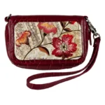 Wrist Bag Cell Phone Holder – Red Wicker Flower