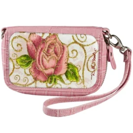 Wrist Bag Cell Phone Holder – Rose Gold Scrolls