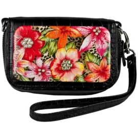 Wrist Bag cell phone holder – Black – Orange Tropical