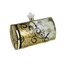 Short Clutch – Art Nouveau – Gold Flower Vine