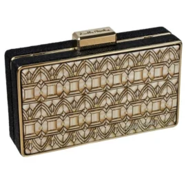 Box Clutch – Gold Hardware – Gold Arches