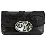 Fashion Clutch – Black Snake – Black and White Flower
