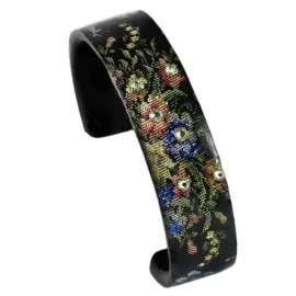 Nano Cuff – Embroidered Flowers Black