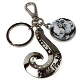 Scroll Key Chain – Black and White Flower Mini Magnafab