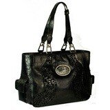 Business Tote – Black Leather – Silver Hardware – Gem