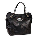 Casual Tote – Black – Black and White Flower Dragonfly Magnafab