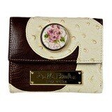 Wallet – Brown Beige Leather – Rose Gold Scrolls Mini-Magnafab