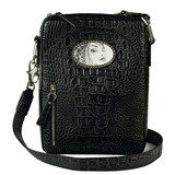 Crossbody Bag – Croc Emboss – Silver Hardware – Face Magnafab