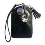 Wristlet – Black Leather – Silver Hardware with Martini Mini-Magnafab Charm