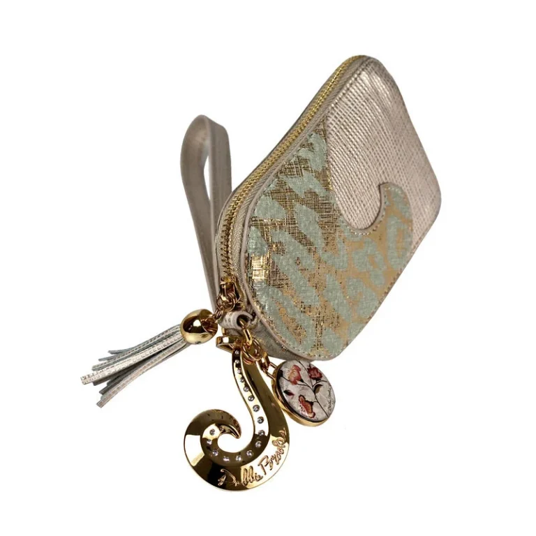 Wristlet – Metallic Gold- Lilly Flwr Mini-Magnafab Charm