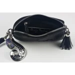 Wristlet – Black Leather – Silver Hardware with Martini Mini-Magnafab Charm